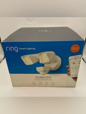 NEW Ring Floodlight White Wired Motion-activated floodlight, bright LED